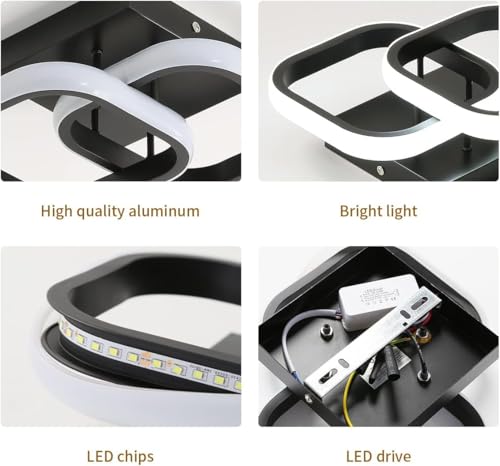 Image of Modern Dimmable LED Ceiling Light | Flush Mount Black Fixture with 3 Color Modes | Adjustable Brightness for Bedroom, Living Room & Dining Room (Ceiling Light (803))