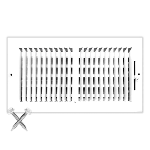 HVAC Premium 14''w X 6''h 2-Way-Flat Stamped Steel - Vent Cover - Grille Register - Sidewall or Ceiling - High Airflow - White [Overall Size: 15.75''w X 7.75''h]