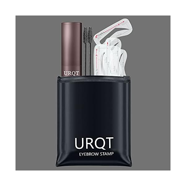 URQT One Step Eyebrow Stamp Shaping Kit - Eyebrow Powder Stamp Makeup with 10 Reusable Eyebrow Stencils Eyebrow Razor and Eyebrow Pen Brushes, Long Lasting Buildable Eyebrow Makeup (Medium Brown)
