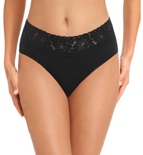 Image of NICSY Womens Underwear Cotton Bikini Panties Lace Soft Hipster Panty Ladies Stretch Full Girls Briefs (Multicolor)