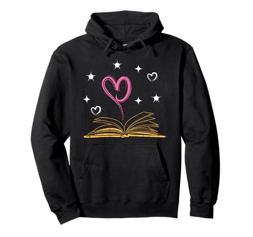 San Valentino Regalo Per Donne Ragazze Cuore Libri Leggere Felpa con Cappuccio