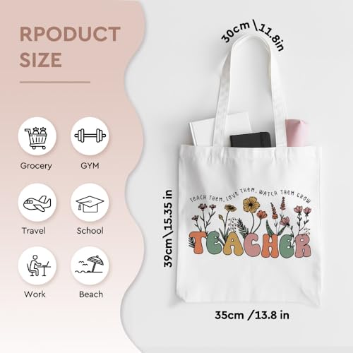Bolso tote de lona para profesores, regalo para fin de año, Día del Maestro o cumpleaños, ligero y grande, ideal para el trabajo miniatura 2