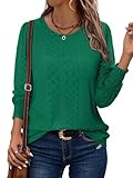 KISSMODA Green Womens Blouse Perforated Shirt: Balloon Sleeve Style, Round Neck, A Perfect Blend of Comfort and Fashion Plus Size Blouse Casual Elegance Daily Wear Dressing Business Tunic 3XL