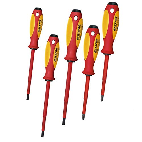 Witte MAXXPRO VDE - Pack de 5 destornilladores con varilla aislada, para usar hasta AC 1000 V