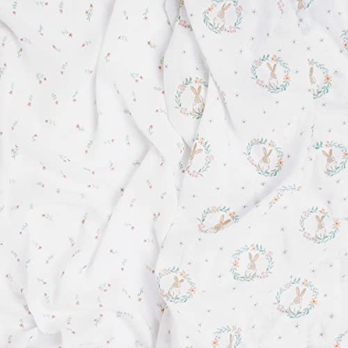Image of aden + anais Essentials Swaddle Blanket, Muslin Blankets for Girls & Boys, Baby Receiving Swaddles, Newborn Gifts, Infant Shower Items, 2 Pack, Blushing Bunnies