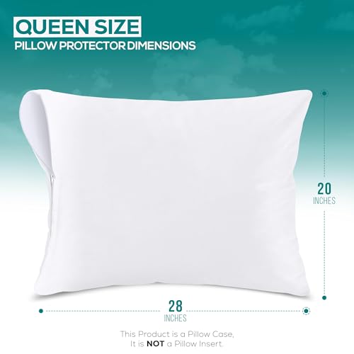 Image of Set of 8 Pillow Protectors with Zipper Queen Size, Bed Bug and Dust Mite Proof Pillow Covers, Ultra Soft Pillow Encasements, Moisture Wicking and Waterproof Pillow Cases by Utopia Bedding (White)