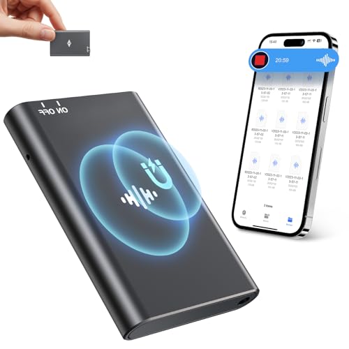 64GB Magnetic Voice Recorder - Lymorvex Voice Activated Recorder AI-Intelligent Noise Reduction, 4800 Hours Recording Device & USB-C Audio Recorder for Lectures, Meetings, Interviews