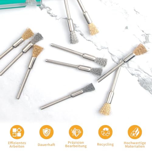 20 Stück Edelstahl Drahtbürste für Bohrer Klein,Drahtbürsten,Mini-DrahtbürsteBohrer,Messing Stahldraht Rad Pinsel Set,Polieren Reinigung Drehwerkzeug, für Reinigung von Rost, Korrosion, Schmutz, Farbe