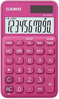 CASIO Kalkulator SL-310UC, 10-cyfrowy, modne kolory, obliczenie podatku, podział tysięczny, zasilanie energią słoneczną/na baterie