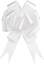 Coccarde Fiocco Matrimonio Bianche, Coccarde Autotiranti Nozze, Fiocco Bianco Auto, Coccarda Bianca Battesimo, Comunione, Fiocco - (~13 cm, 30 pz.).