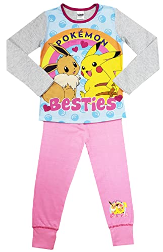 Pokémon Girls Pokemon Pyjamas Gaming Gamer Character Nightwear, 2 Piece Set, Pink/Grey Besties, Age 5-6 Years