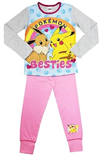 Pokémon Pijamas niñas, Ropa de Dormir con Personajes de Jugador, Juego de 2 Piezas, Rosa/Gris, Edad de 11 a 12 años | Ya disponible en tu tienda friki favorita! En mundofriki.es!