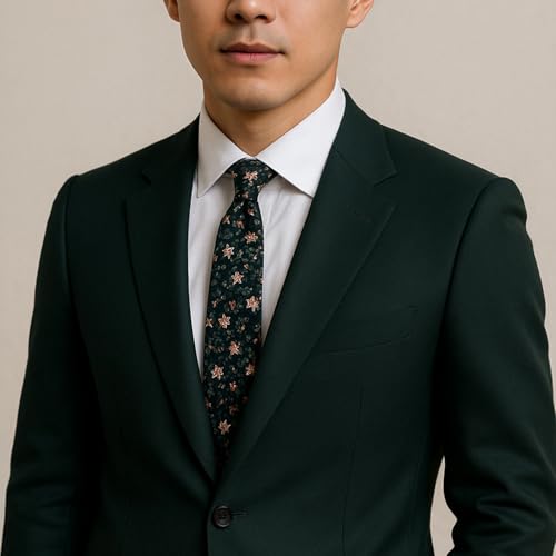 Image of Parquet Mens Floral Tie | Cotton Printed Skinny Necktie for Wedding | Spring & Summer