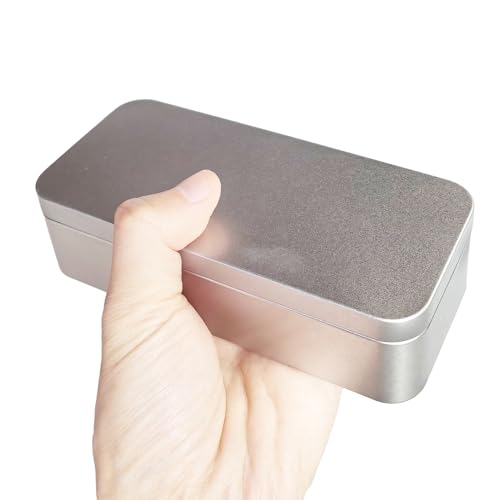 Image of 7 Pieces Rectangular Metal Empty Tins Containers, Silver