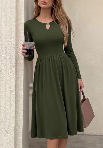 KIRUNDO Women's Midi Empire Waist Long Sleeve A-Line Dress (Various) - image 3
