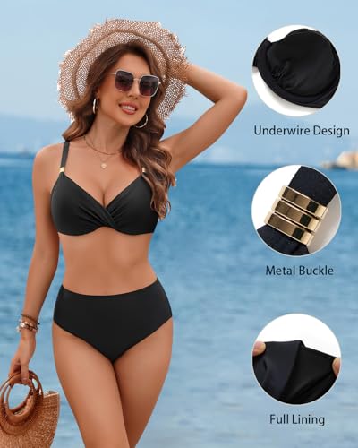 Women Underwire Bikini Top - Push Up Swimsuit Top Padded Bra Bathing Suit4