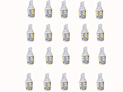 Jklcom T10 Led Bulbs 20 Pack,W5W 194 921 168 2825 T10 Wedge 3528 10 Smd Led Light Bulbs T10 12V Light For Car Map Dome Trunk Dashboard Parking Lights #TOP6