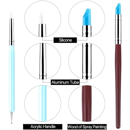 10 PCS Silicone Polymer Clay Sculpting Tool Pen Rubber Tip Color Shaping Wipe Out Carving Pen Brush