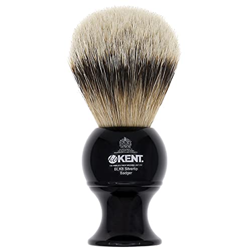 Kent BK8 BLK8 - Pennello da barba, grande, argento...