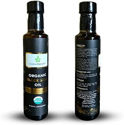 USDA Organic Black Seed Oil 8.4 Fl Oz Certified 100% Virgin, Cold Pressed, Glass Bottle, Omega 3 6 9 - Nigella Sativa Black Cumin - Antioxidant for Immune Support, Joints, Digestion, Hair & Skin