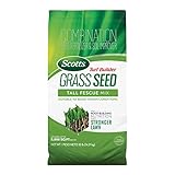 Scotts Turf Builder Grass Seed Tall Fescue Mix - Durable to Resist Harsh Conditions, Lawn Seed, Grass Fertilizer & Soil Improver, Covers up to 8,000 sq. ft., 32 lb.