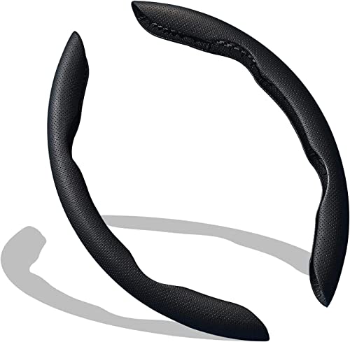 Image of AutoBizarre Car Anti Skid Non Slip Black Leather Steering Wheel Grip Covers Decoration Universal for All Cars - Set of 2 pcs