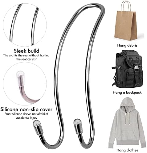 Auto Hooks, 6 Pack Car Storage Hooks Back Seat Headrest Hanger Luyoah Hooks Multifunctional Car Storage Hooks Universal Stainless Steel Car Handbag Hooks for Grocery Bags Purses Clothes
