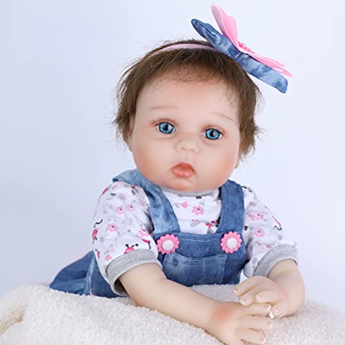 Scnbom 22inch 55cm Reborn Babys Madchen silikon lebensechte Puppen wie echtes Toddler Augen offen Junge babypuppen… – Bild 7
