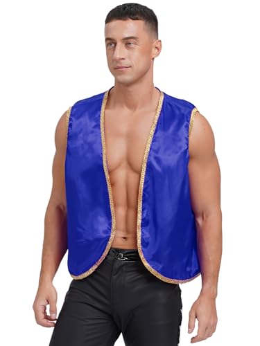 Riismen Traje De Príncipe Árabe Medieval Chaqueta Corta De Satén Para Hombres Disfraz Carnaval Halloween Fiesta Disfraz Fantasía Azul real L