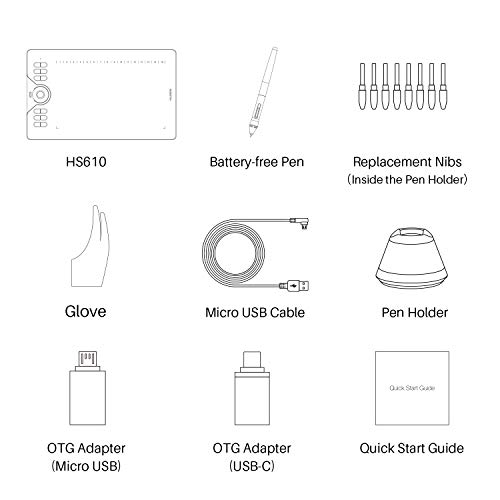 Image of HUION HS610 Graphics Drawing Tablet Battery-Free Stylus Android Windows macOS with 6.3 x 4in Working Area Pen Tablet (HS610)