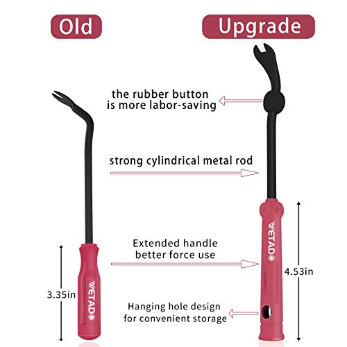 Wetado Trim Removal Tool, Car Upholstery Repair Kit, Car Door Audio Panel Trim Removal Set, Fastener Terminal Remover Tool Set Clips Pry Kit Auto Clip Pliers (8PCS Red) - Image 3