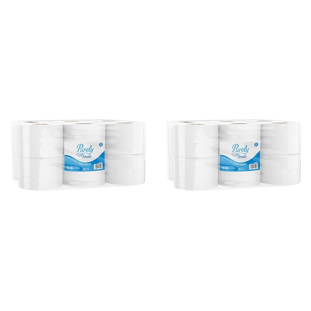 Blake & WhitePS1131 Purely Smile Toilet Roll, 2 Ply, Mini Jumbo, White, 150 m - Pack of 24-76 mm Core