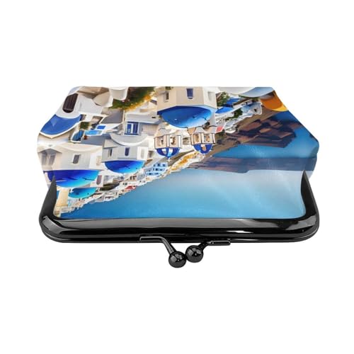 Santorini Greek Island sea View small wallets woman,wallets for women,coin purse for women,small womens wallet,with zipper and kiss lock2