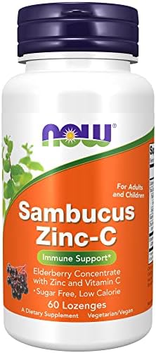 NOW Supplements, Sambucus Zinc-C with Elderberry Concentrate and Vitamin C, 60 Lozenges