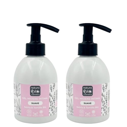 NaturaBIO Cosmetics - PACK PROMO 2 Geles Higiene Íntima con Salvia y Tomillo BIO, Vegano, Sin Alcohol, Sin Perfumes, Sin Químicos, 2x 250 ml