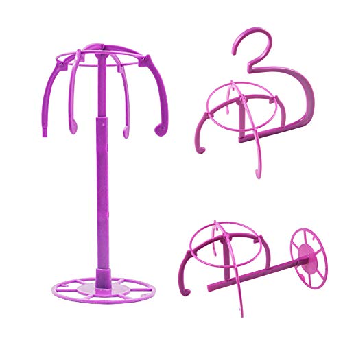 3 Packs Wig Stand Holder,Portable Wig Hanger for All Wigs Long and Short Hair and Hats,Durable Collapsible Travel Wig Stands Display Tool Dryer Holder(3 Pack, Pink)