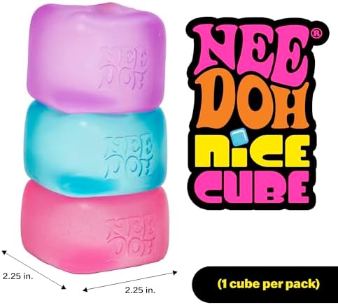 Schylling NeeDoh Nice Cube -Sensory Squeeze Toy with Super Solid Squish - 2.25" Cube (Purple) - 3