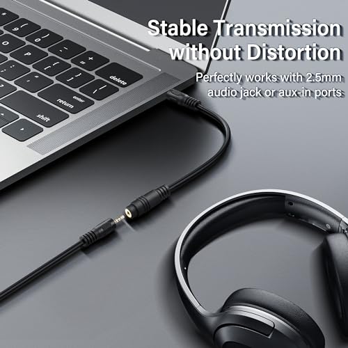 Cable de extensión de audio 2.5mm TRRS macho a hembra 0.3m miniatura 5