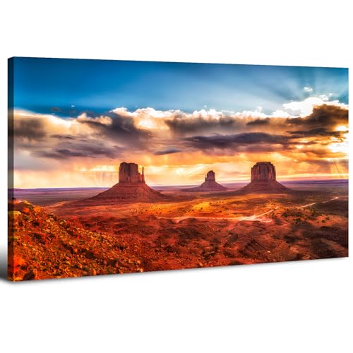 Monument Valley Mountain Wall Art Sunset Desert Wall Decor Nature National Park Posters Arizona Landscape Pictures Modern Scenery Canvas Prints Artwork for Living Room Bedroom Home Decorations 20x40"