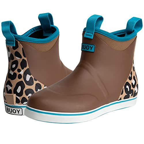 Image of Buoy Boots Women's Waterproof Ankle Rain Boots, Rubber Deck & Fishing Boots | Neoprene Lining, EVA Foam Insole, Slip-Resistant Non-Marking Outsole for Comfortable Traction on Boats, Farms & Wet Ground