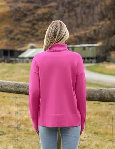 Image of Zeagoo Women's Turtleneck Sweater 2026 Fall Winter Chunky Knitted Pullover | High Low Hem Trendy Basic Jumper Top, Long Sleeve Casual Knit Pullover 2026, Fall Fashion Outfits, Winter Clothing for Women