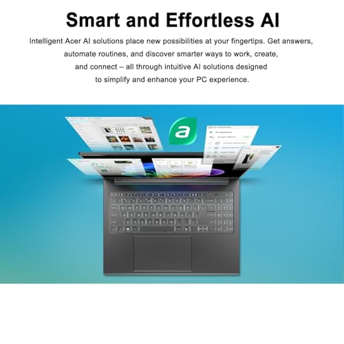 Image of Acer Aspire 16 inch AI Copilot+ PC Touchscreen Laptop - Intel Core Ultra 9 Processor 288V - WUXGA (1920 x 1200) - 32GB RAM - 128GB SSD - Windows 11 Home - Backlit Keyboard