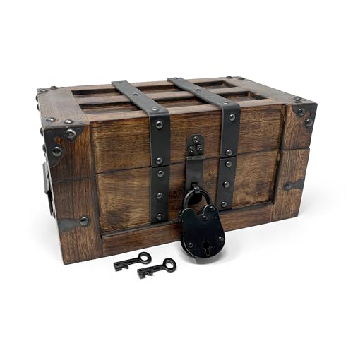 Nautical Cove Deluxe Handmade Rectangular Wooden Treasure Chest – Flat