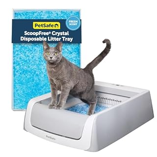 PetSafe ScoopFree Crystal Pro Legacy Self-Cleaning Automatic Litter Box - Uncovered Motion-Sensing Cat Box with Integrated Health Counter - Includes 1 Disposable Crystal Litter Tray