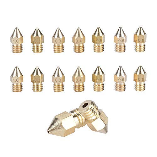 Bicos De Impressora 3D 30PCS, Bicos De Extrusão De Latão MK8 0,2 Mm, 0,3 Mm, 0,4 Mm, 0,5 Mm, 0,6 Mm,