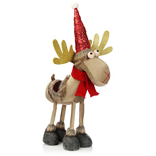 com-four® Reno navideño Premium - Figura de Alce de Invierno como So