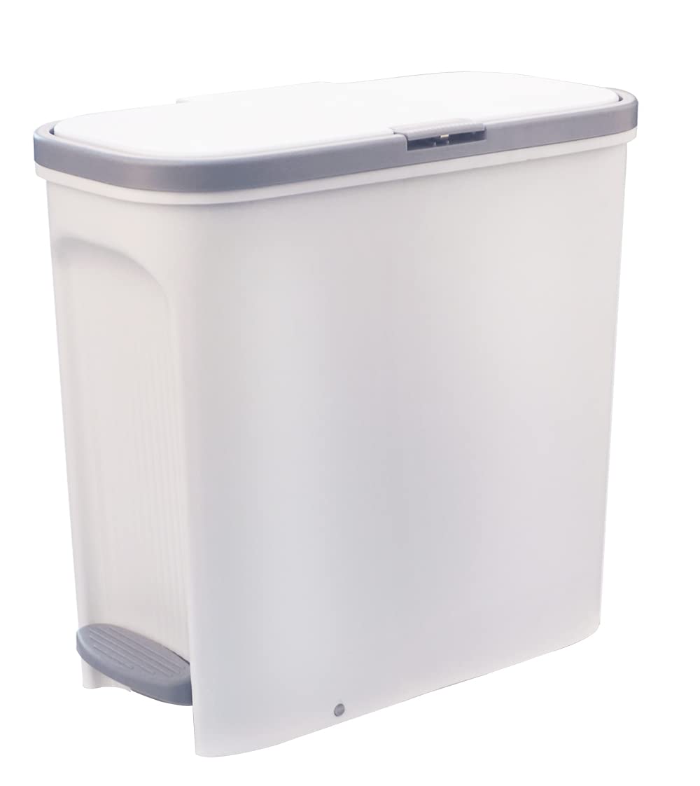 FeiscoSmall Trash Can with Lid,4 Gallon Trash Can with Foot Pedal and Press Type Lid,Small Bathroom Trash Can Wastebasket Garbage Container Bin for Bathroom Bedroom Kitchen Office (1, White)