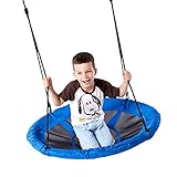 YGJT 40'' Saucer Tree Swing Flying 700lb Weight Capacity Adjustable Multi-Strand Ropes Safe Durable Easy Install 900D Oxford Swing Seat for Children Adults – Blue