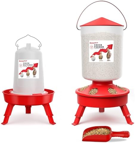2-in-1 Chick Starter Set: 0.8 Gal Top Filling Feeder and 0.4 Gal ...