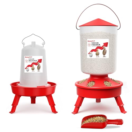 2-in-1 Chick Starter Set with Feeder and Waterer (Red)